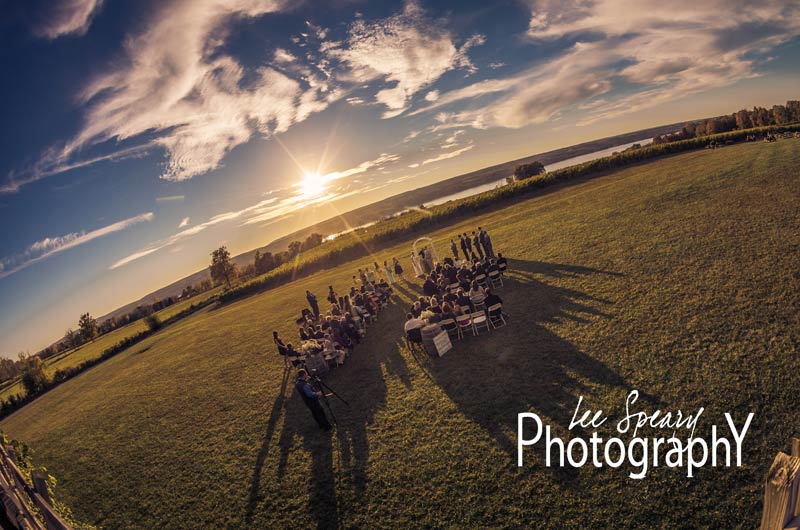 Bridal Party in front of sunset – Photo credit Lee Speary Photography